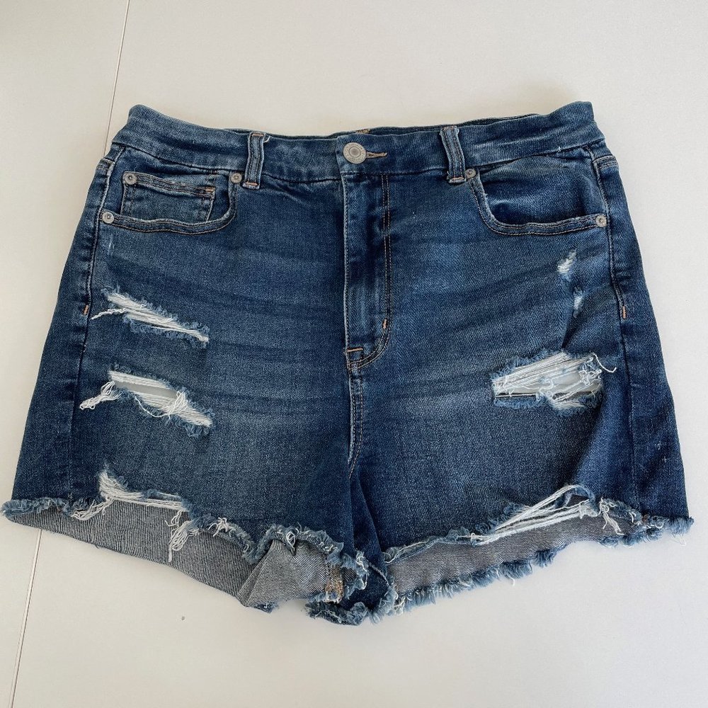 American Eagle Outfitters Distressed Dark Blue Denim Jean Shorts